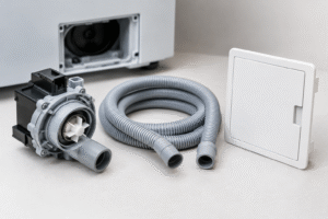 Washing machine drain pump, drain hose and access panel